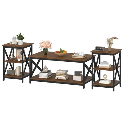 Living Room Coffee Table Set of 3, X-Design