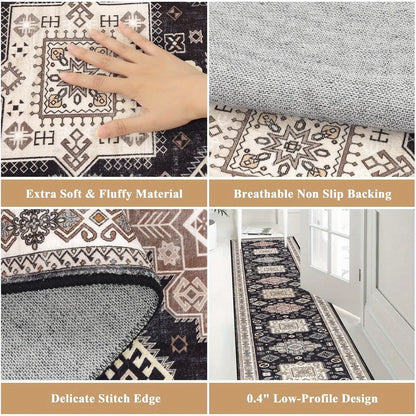 Runner Rug Non-Slip Washable Low Pile Accent Rug