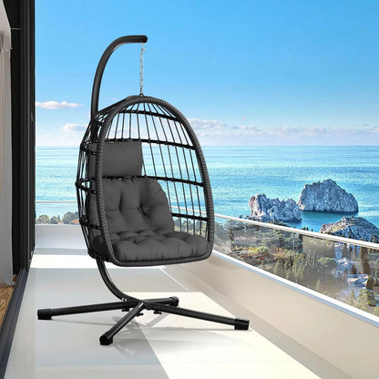 Double Egg Swing Chair with Stand - Outdoor Patio