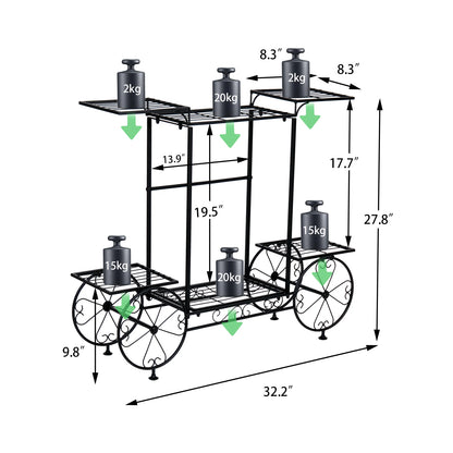 Garden Cart Stand Flower Pot Holder Display Rack