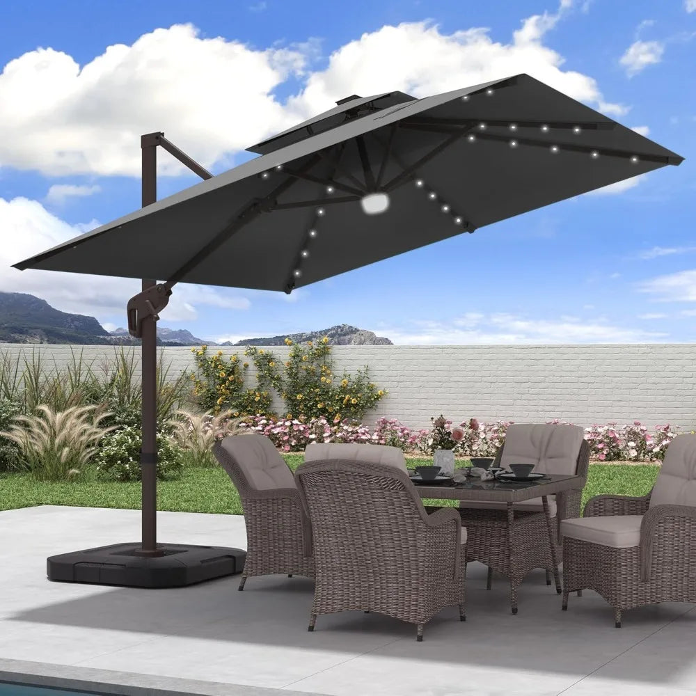9x9 FT Outdoor Cantilever Patio Umbrella with Base Included