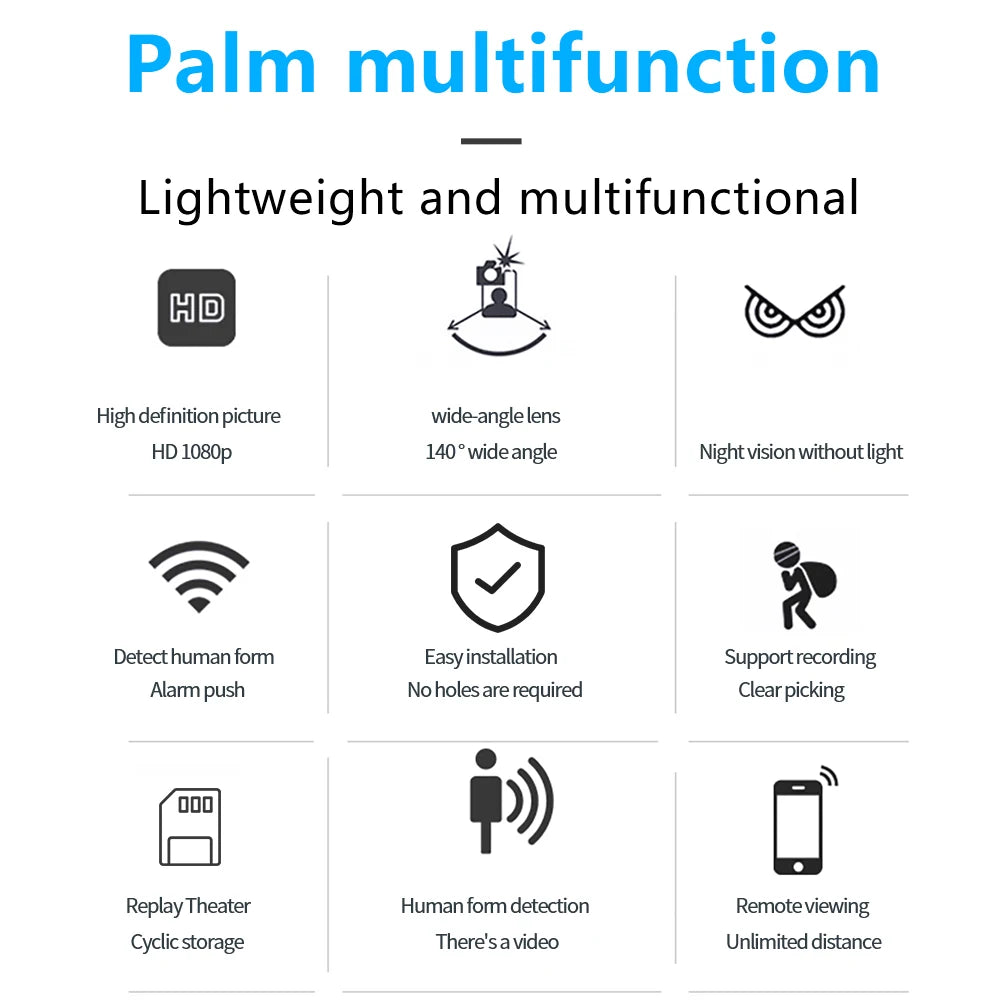 1080P WiFi Camera, Night Vision, Recording, Remote Monitoring