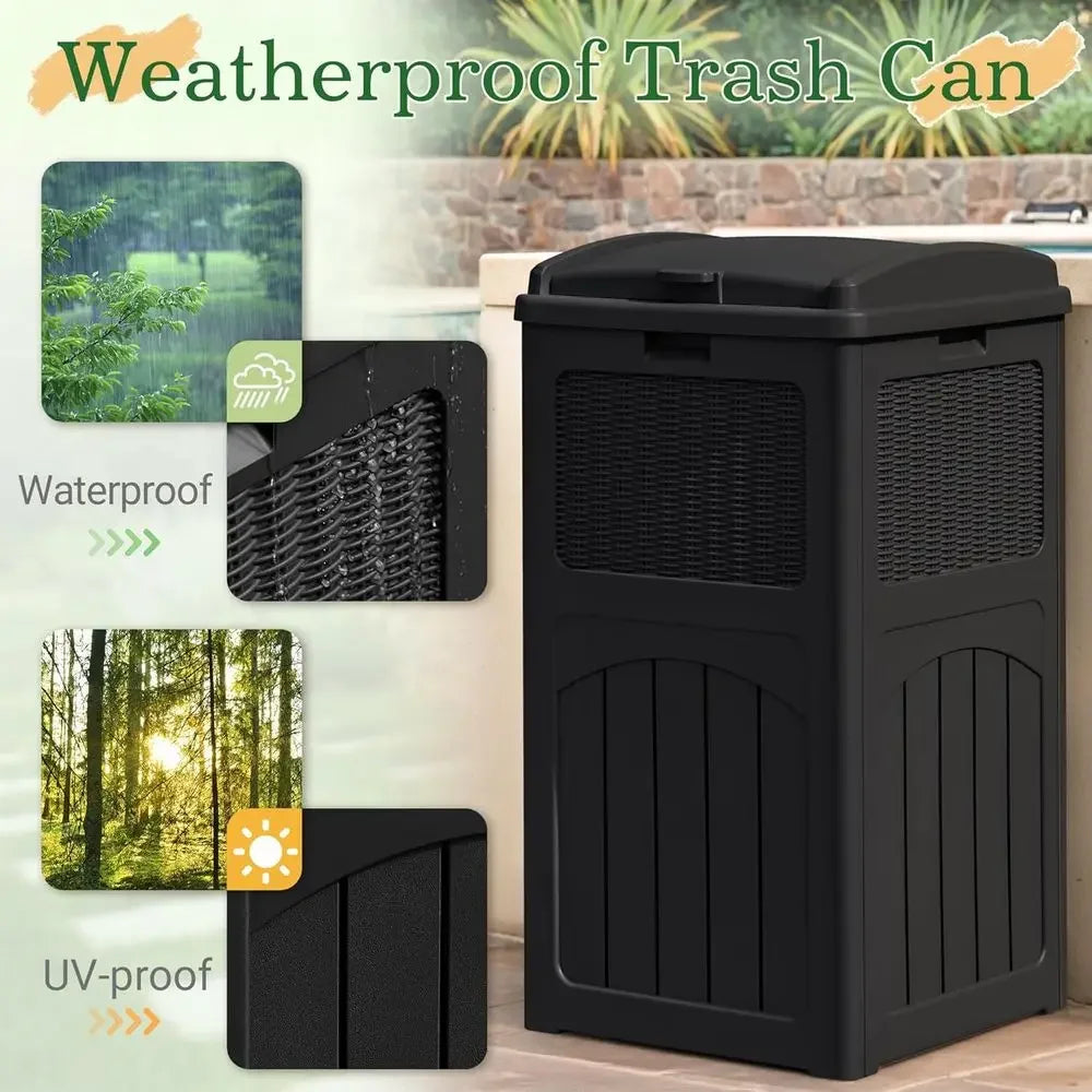 Large 33 Gallon Waterproof Outdoor Trash Bin