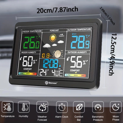 Weather Station Wireless Indoor Outdoor Thermometer, Color Display