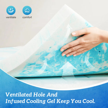 Full Size Memory Foam Breathable Cooling Mattress Topper