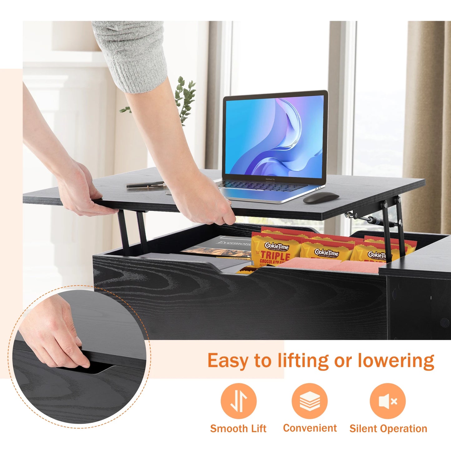 Lift Top Coffee Tables 39.37"x19.7 Storage Shelf