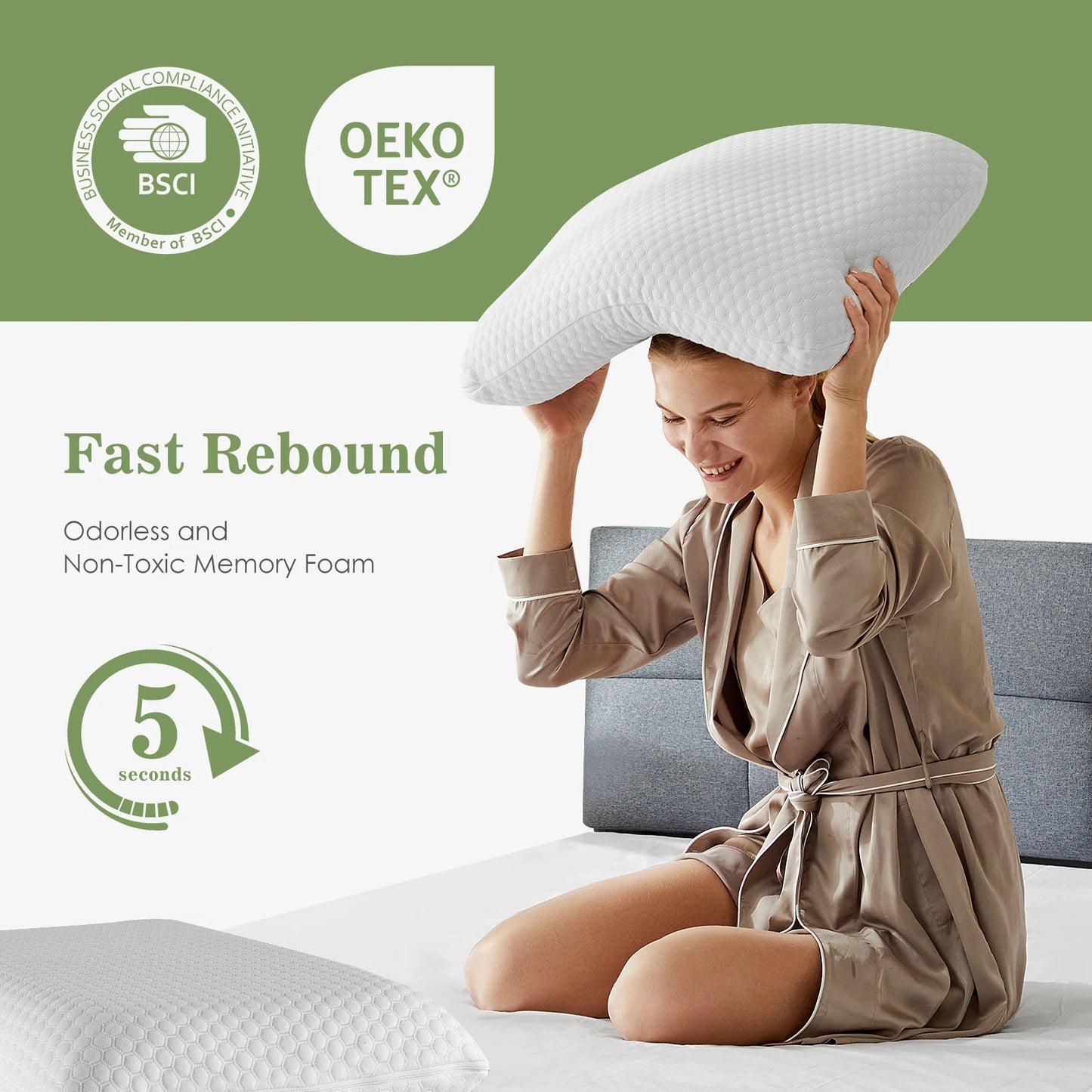 1-piece Memory Foam Pillows, Neck Pillow Ventilated Cooling
