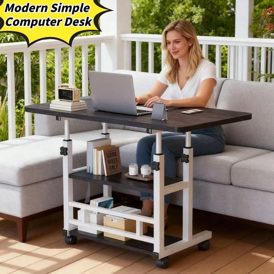 Computer Desk Adjustable Height With Wheels Heavy Duty
