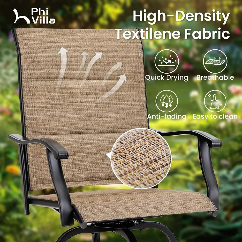 3 Piece Outdoor Swivel Bar Stools Set