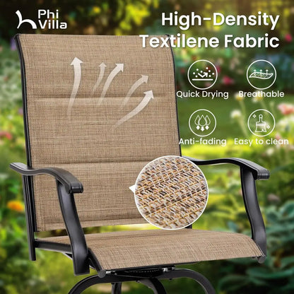 3 Piece Outdoor Swivel Bar Stools Set