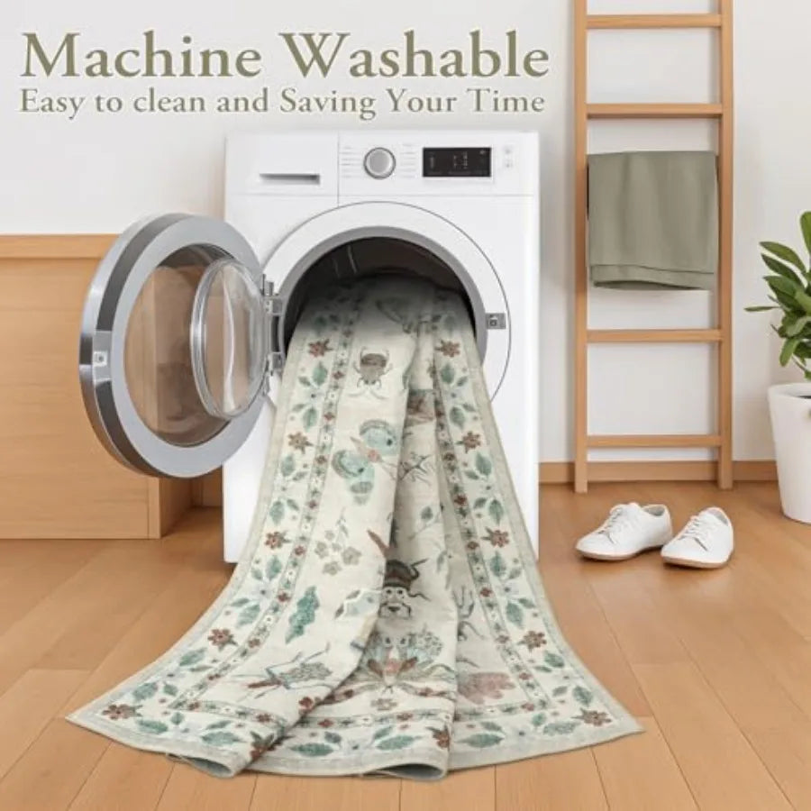 Insect Print Washable Rugs for Living Room, Soft 6x9