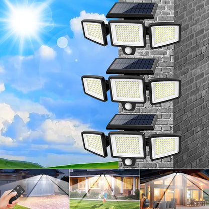 3-Head Solar Outdoor Light, Motion Sensor Security Light