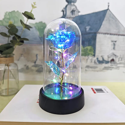 Artificial Glass Flower with Eternal Rose LED