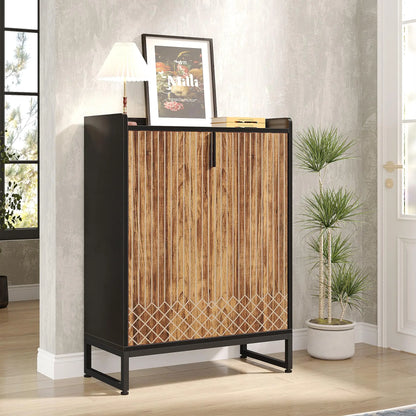 White Shoe Cabinets with Doors, 5-Tier Shoe Rack,