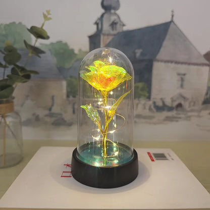 Artificial Glass Flower with Eternal Rose LED
