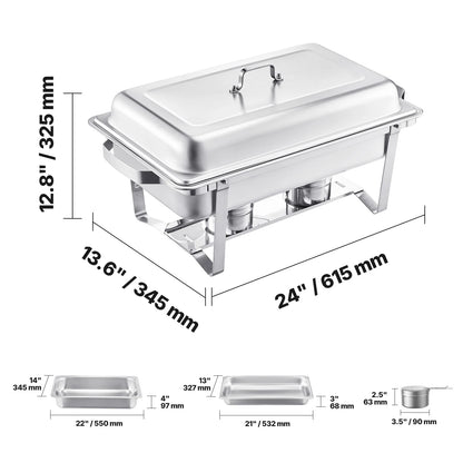 8 Qt 4 Pack Chafing Dish Buffet Set Stainless Steel