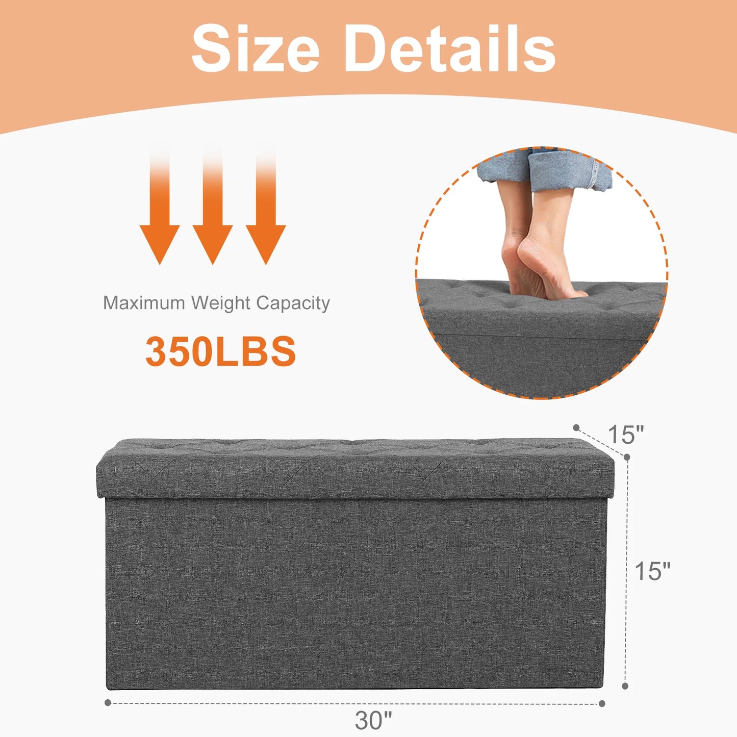 Ottoman Bench Hidden Storage Footstool Toy Box