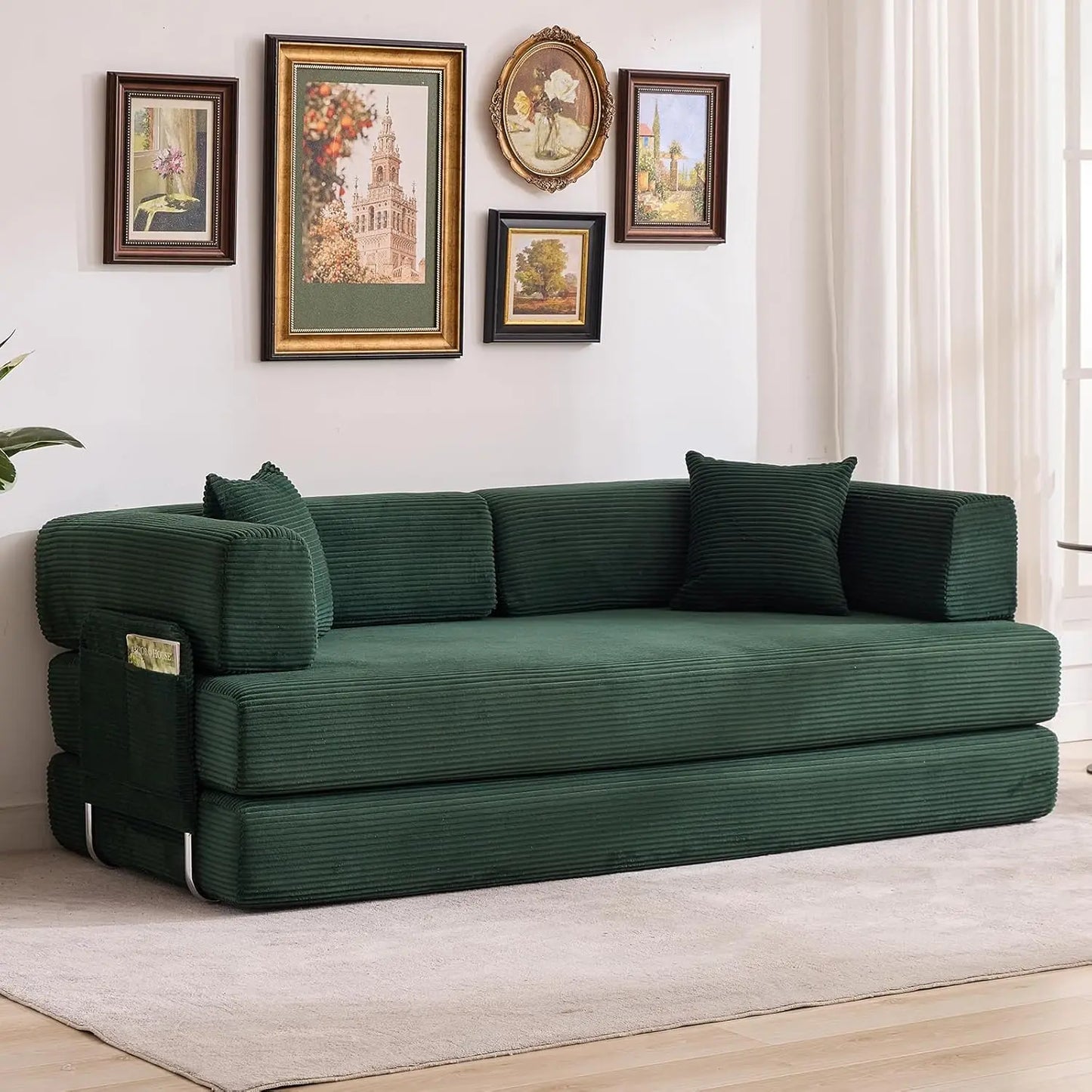 5-in-1 Convertible Sofa Bed,  No Assembly, Multi-Functional Futon