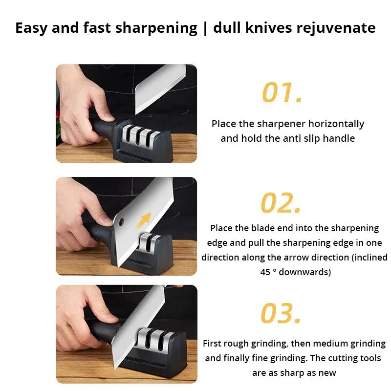 Knife Sharpener  Multi Functional Hand Held Three Purpose