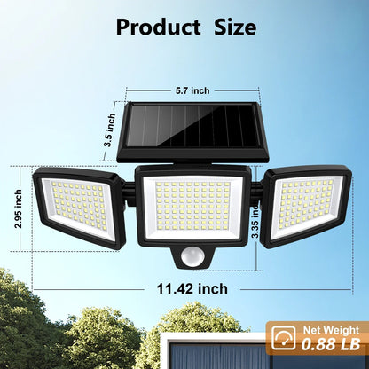 3-Head Solar Outdoor Light, Motion Sensor Security Light