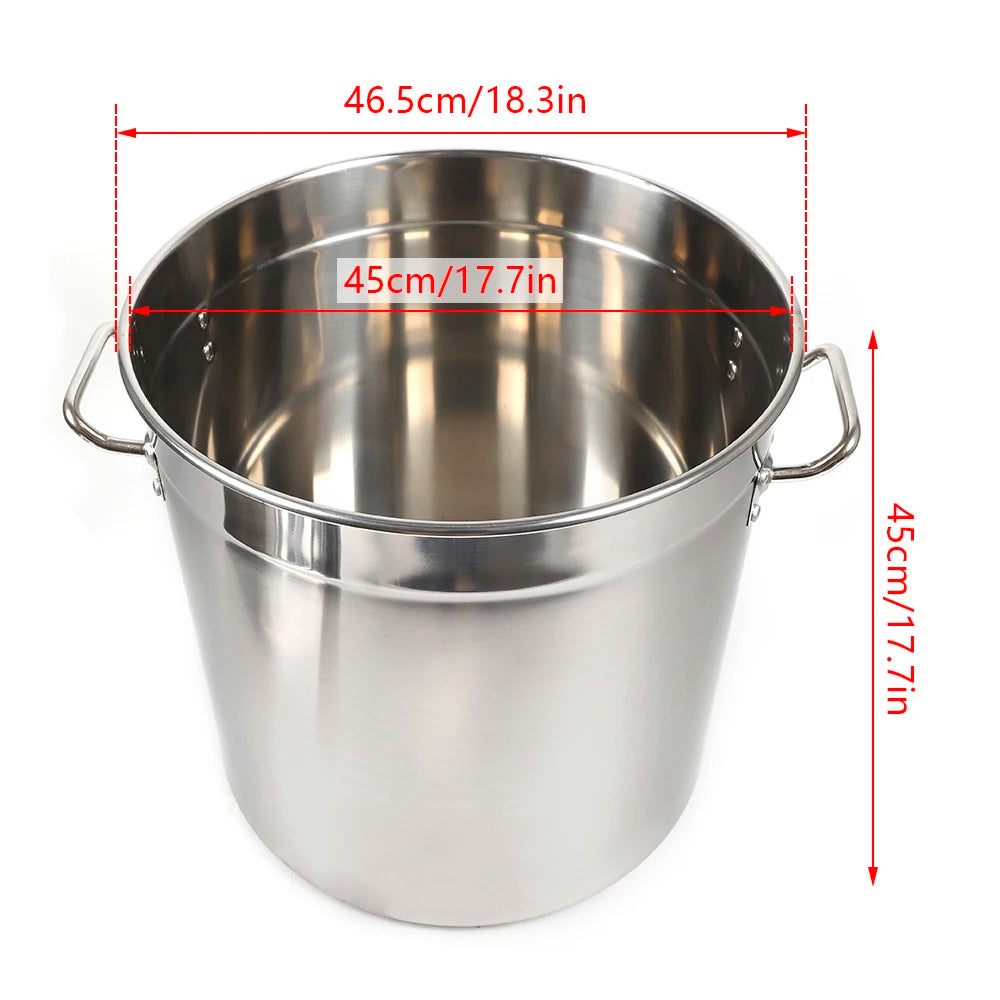 35/50/70L Soup Pot with Cover & Handles, Multi-functional Stainless Steel