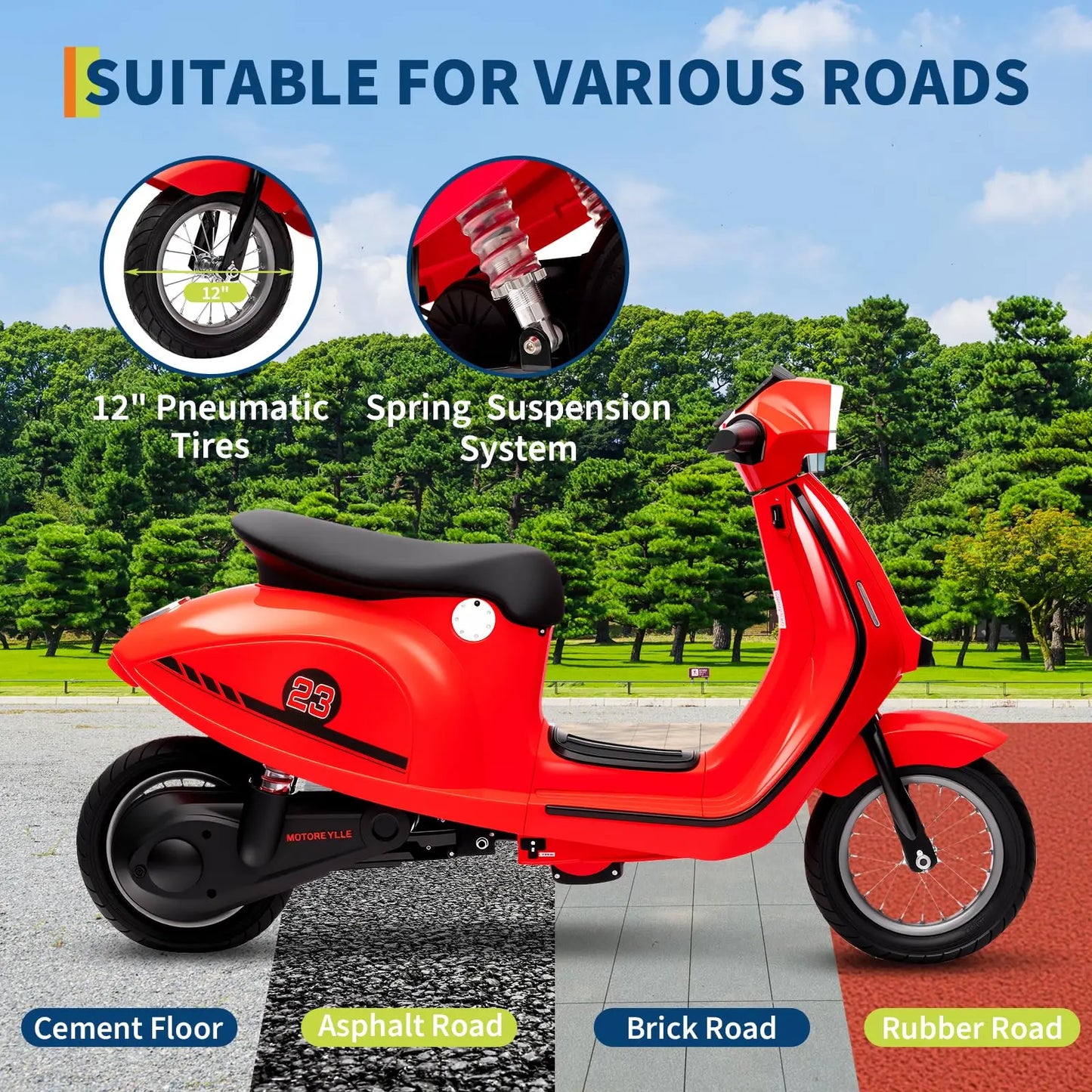 24V 350W Kids Electric Motorcycle, Dual Driving Modes