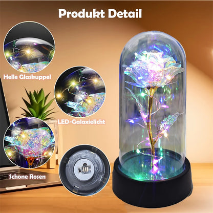 Artificial Glass Flower with Eternal Rose LED