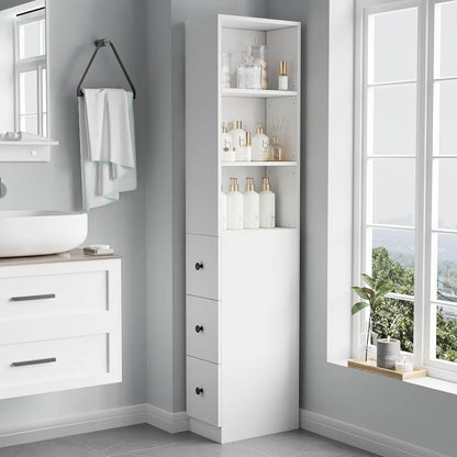 Storage Cabinet Tall Narrow Bathroom  Adjustable Shelves