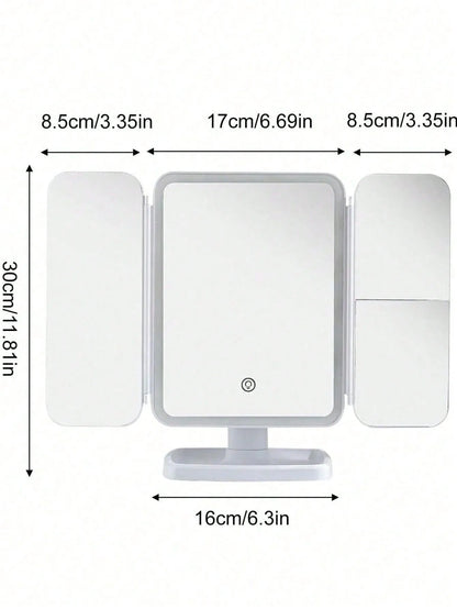 Trifold Makeup Mirror LED Lights