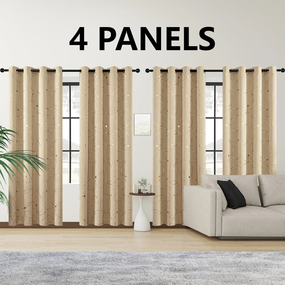 4PCS Blackout Curtains Grommet Thermal Insulated