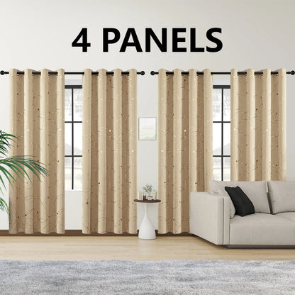 4PCS Blackout Curtains Grommet Thermal Insulated
