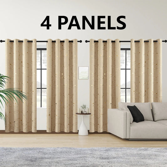 4PCS Blackout Curtains Grommet Thermal Insulated