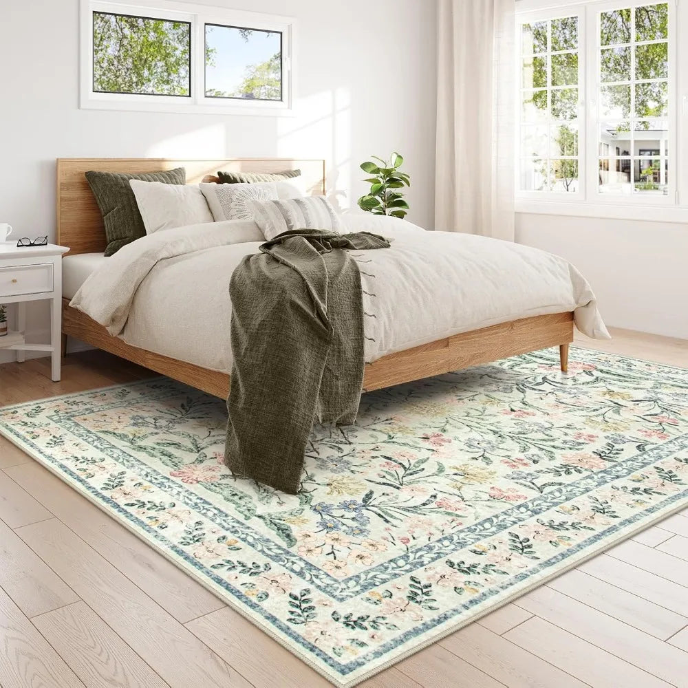 Boho Rugs  Large 8 x 10 Area Rugs Floral Throw Carpet