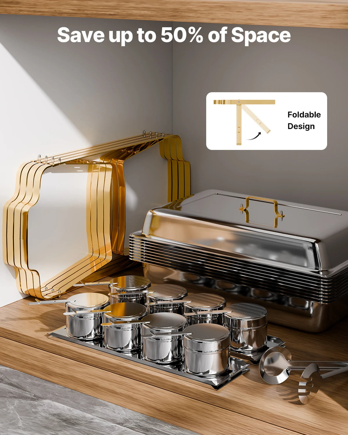 8 Qt 4 Pack Chafing Dish Buffet Set Stainless Steel