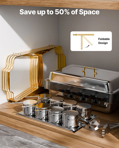 8 Qt 4 Pack Chafing Dish Buffet Set Stainless Steel