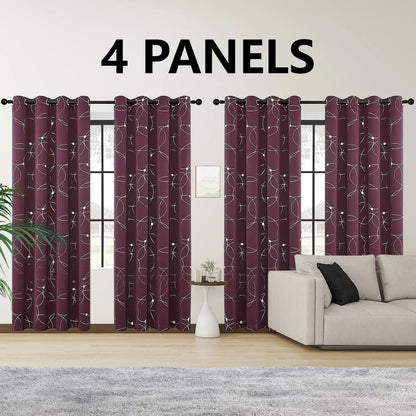 4PCS Blackout Curtains Grommet Thermal Insulated