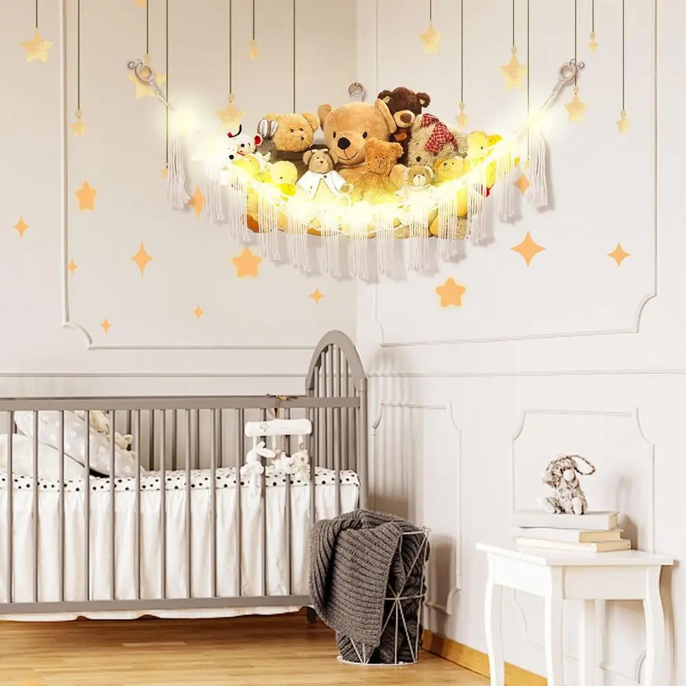 Stuffed Animal Hammock with LED Light, Storage