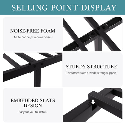 Metal Bed Frame with Vintage Head and Footboard,
