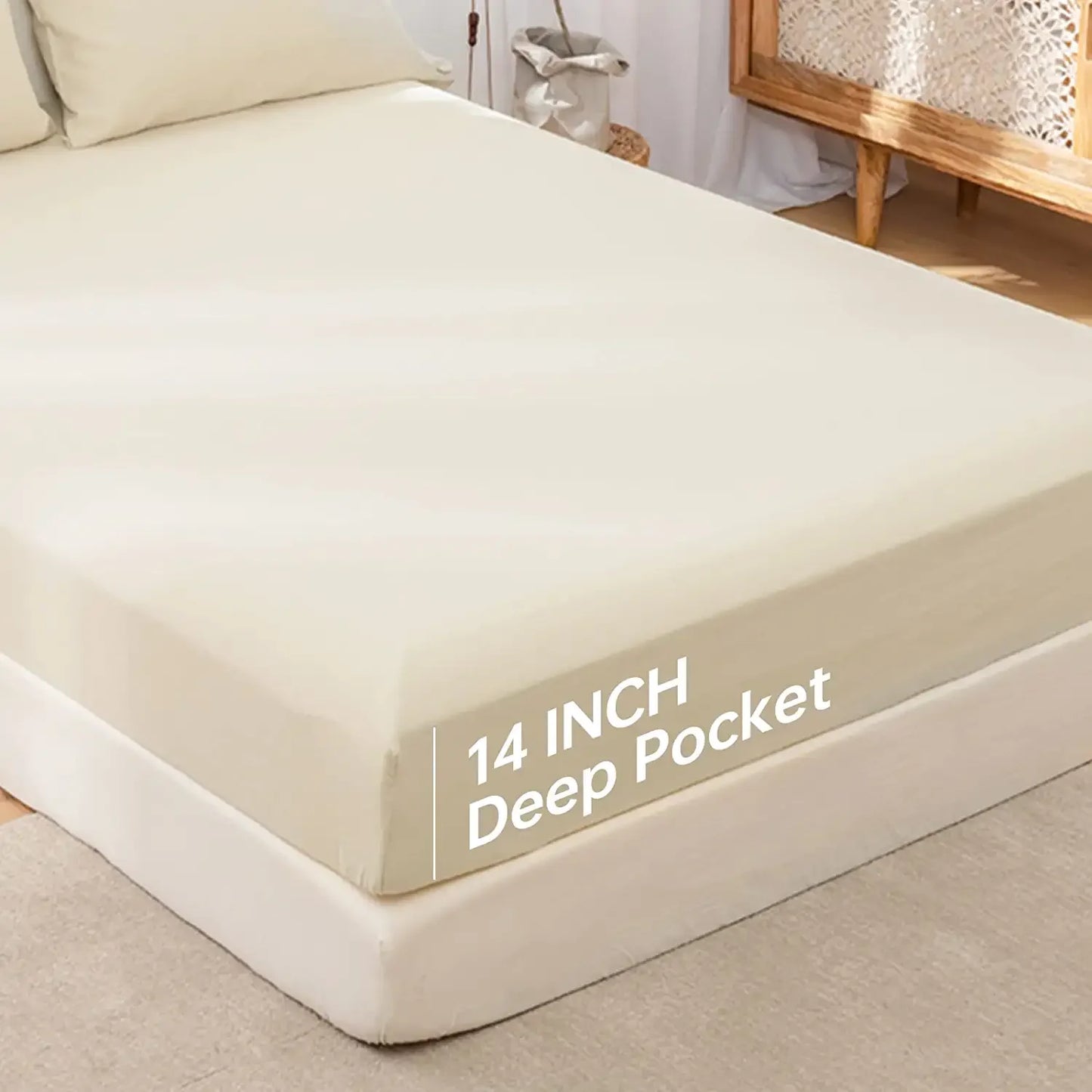 Linen Fitted Sheet (1 Piece) - 14 Inch Deep Pocket