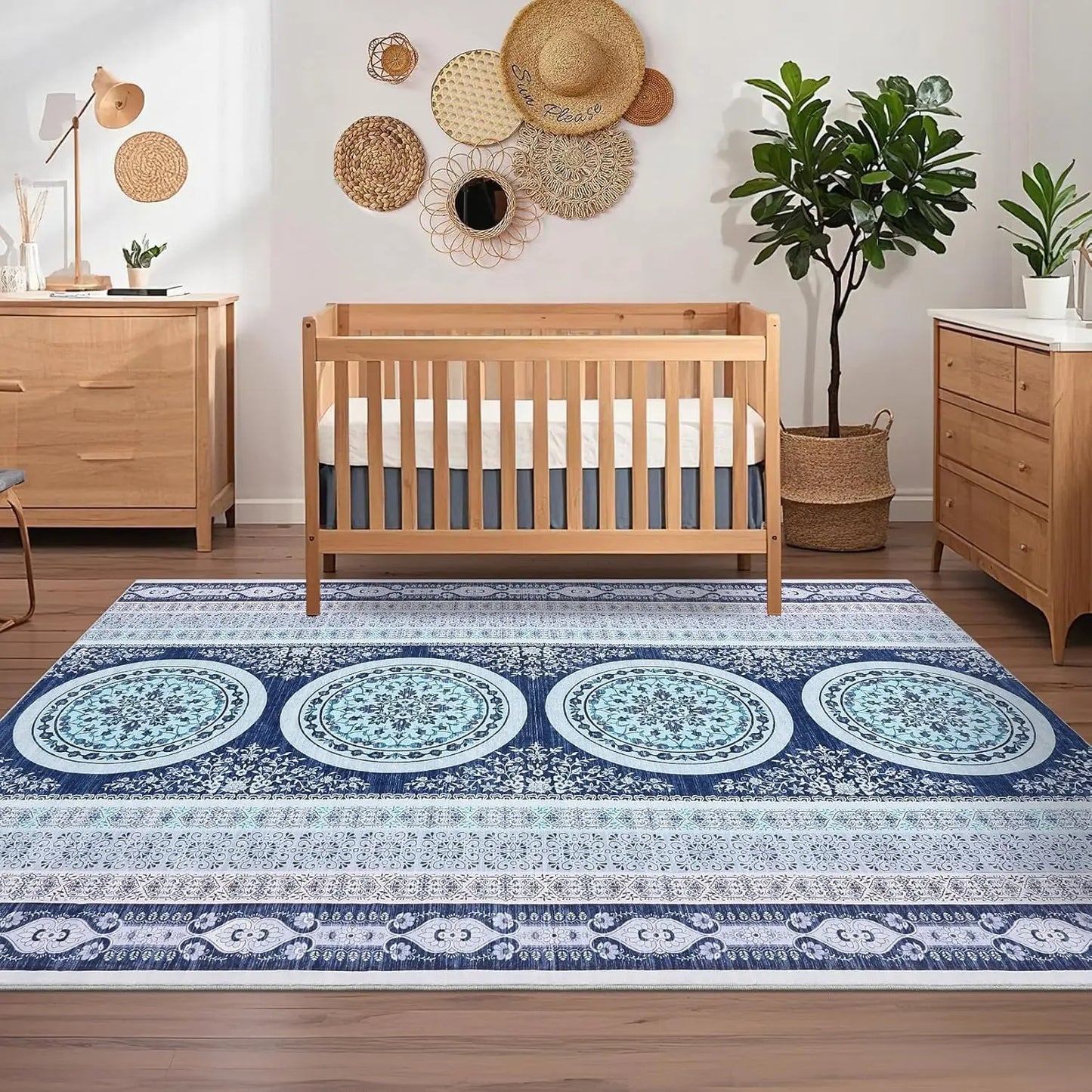 Vintage Area Rug Non-Slip Non-Shedding Ultra-Thin