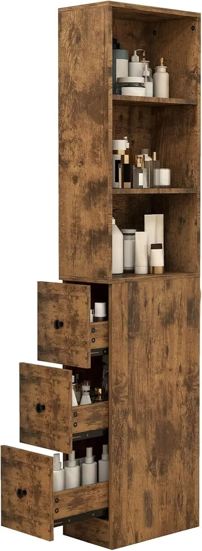 Storage Cabinet Tall Narrow Bathroom  Adjustable Shelves