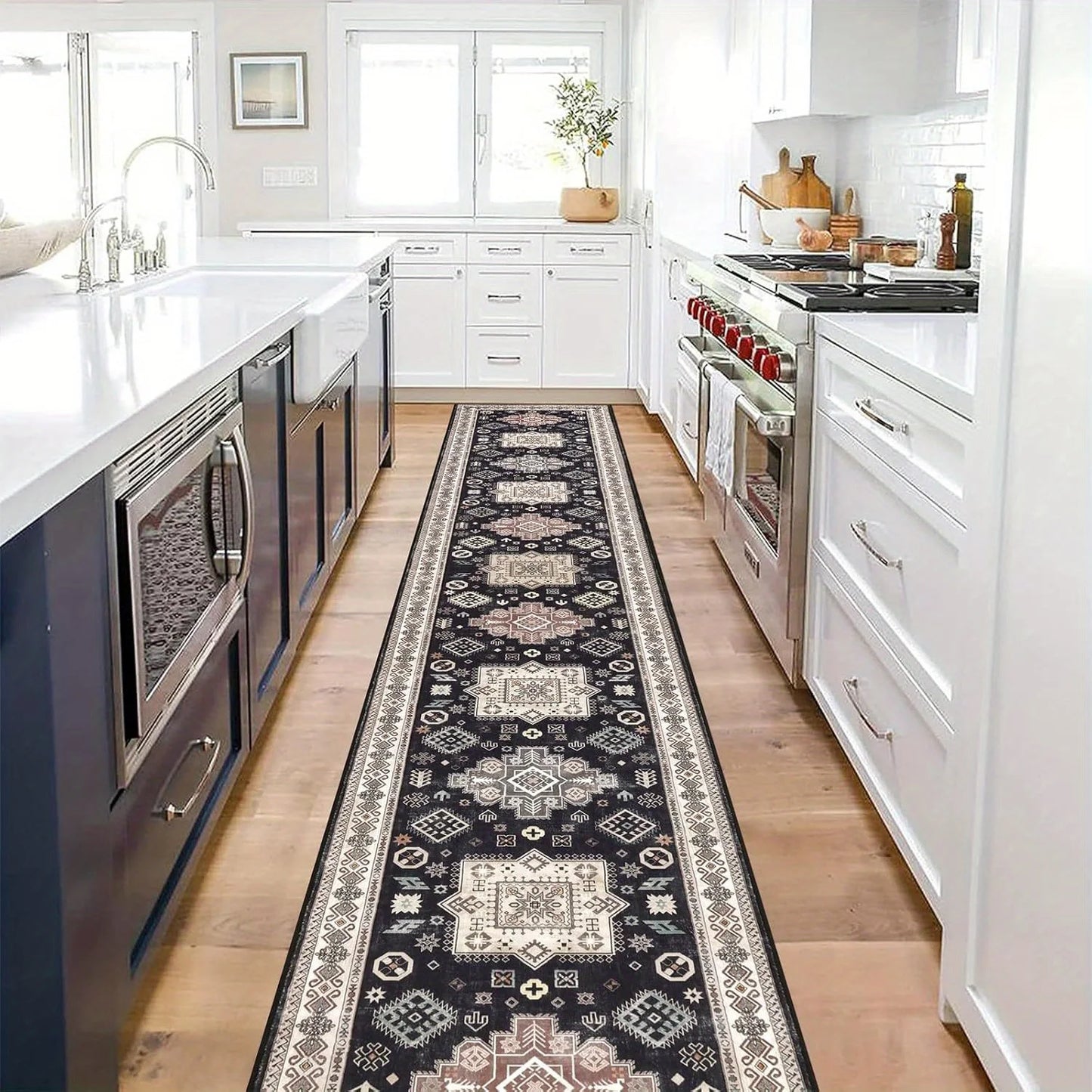 Runner Rug Non-Slip Washable Low Pile Accent Rug