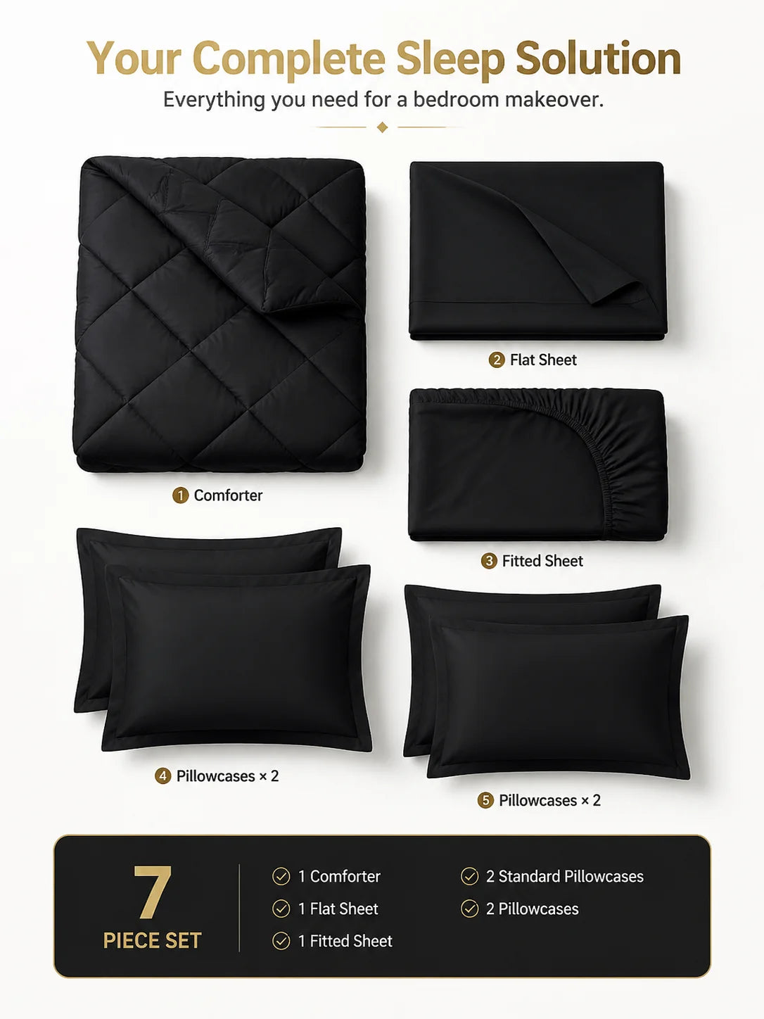 5pcs/7pcs Twin Full Queen King Bedding Sets, Comforter