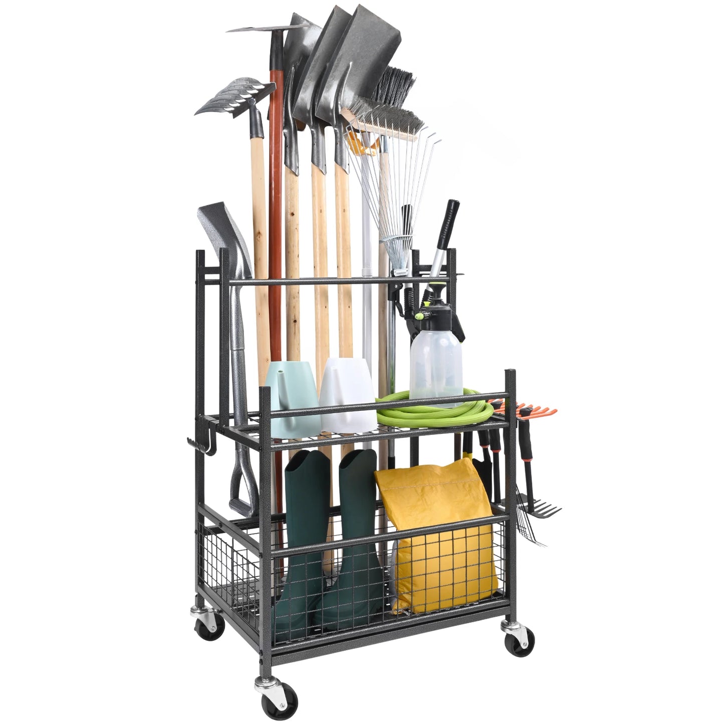 16 Slots Garden Tool Organizer Yard Tool Tower Rack