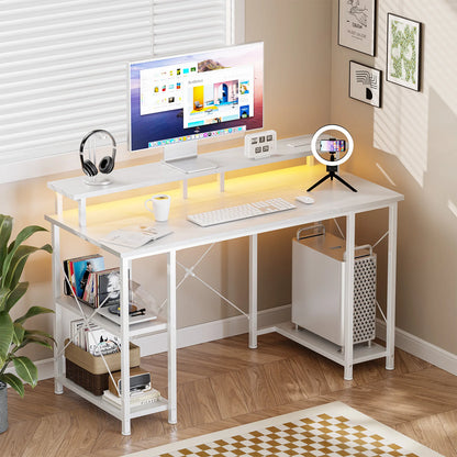 48 Inch Computer Desk with Shelves with LED Lights