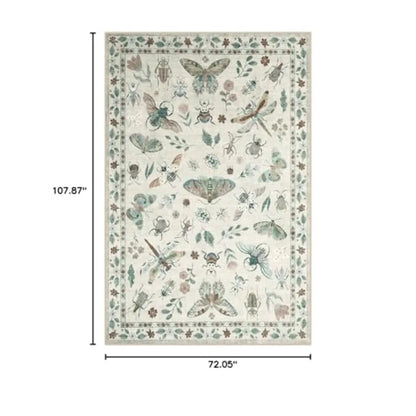 Insect Print Washable Rugs for Living Room, Soft 6x9