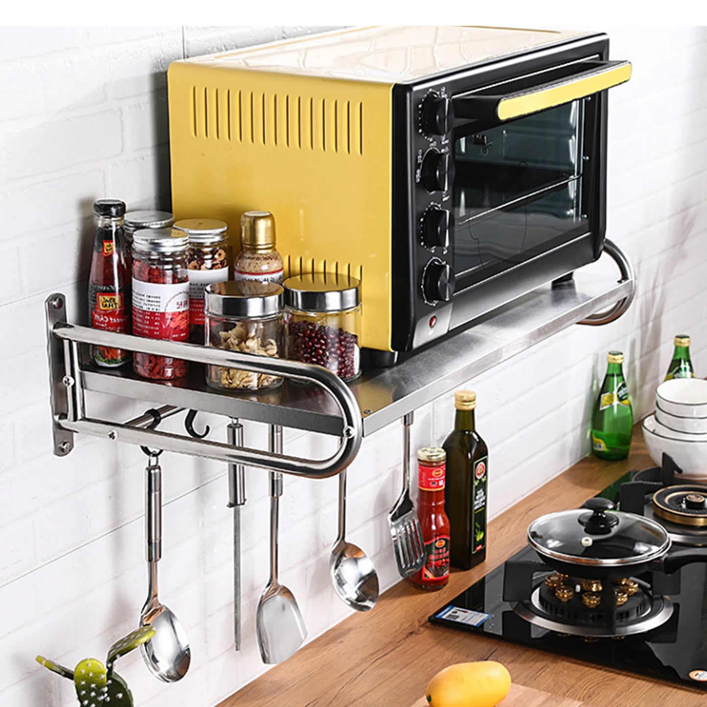 Microwave Oven Rack Stainless Steel Wall-Mounted Shelf