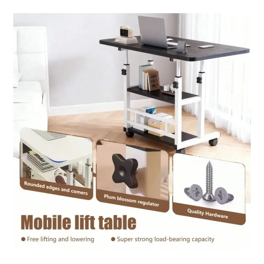 Computer Desk Adjustable Height With Wheels Heavy Duty
