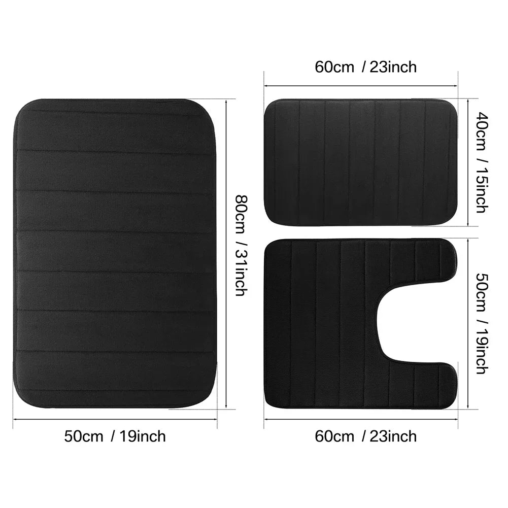 Memory Foam Bath Mat Set Super Absorption Non-Slip