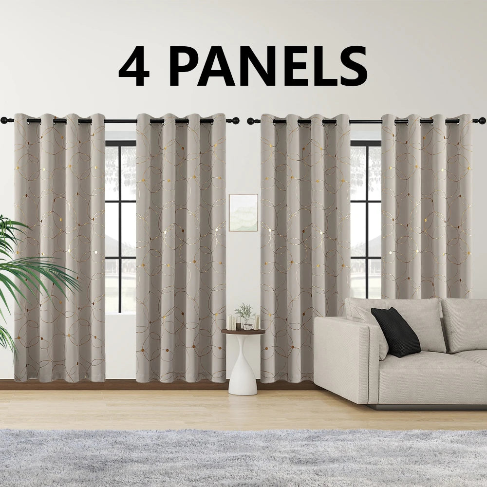 4PCS Blackout Curtains Grommet Thermal Insulated